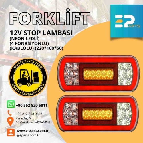 12V STOP LAMBASI (NEON LEDLİ) (4 FONKSİYONLU) (KABLOLU) (220*100*50)