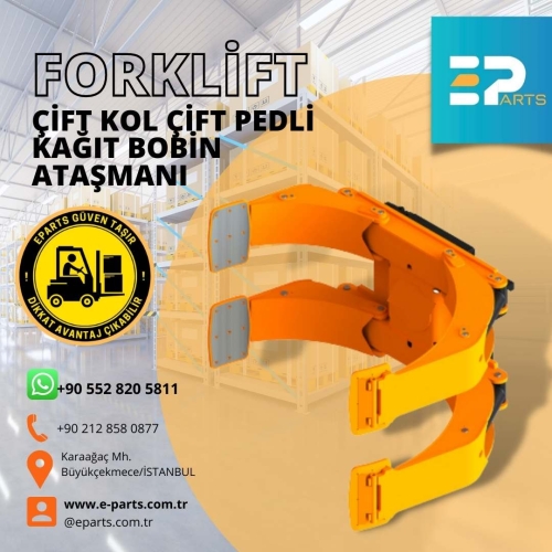 Forklift Çift Kol Çift Pedli Kağıt Bobin Ataşmanı