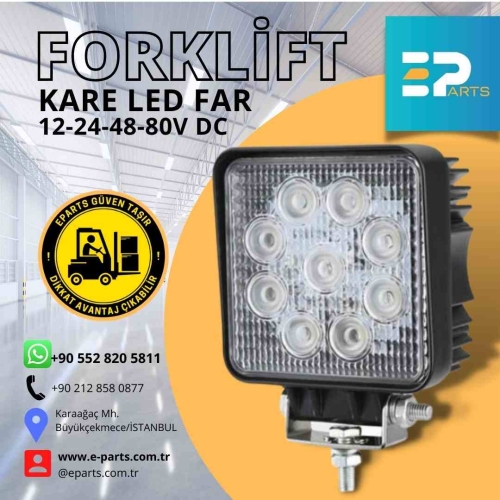 Forklift Kare Led Far 10V-80V DC (27W 9LED)