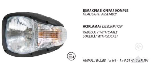 İş Makinaları Ön Far Komple  EYP80001