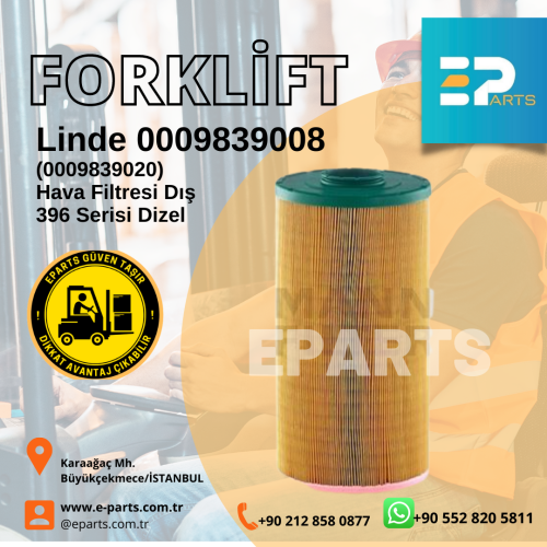 Linde 0009839020 Hava Filtresi Dış 396 Serisi Dizel