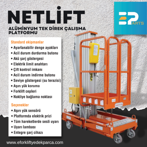 NETLİFT ALÜMİNYUM TEK DİREK ÇALIȘMA PLATFORMU