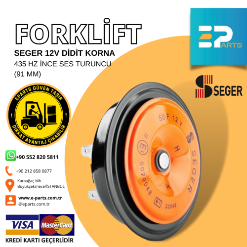 SEGER 12V DİDİT KORNA  435 HZ İNCE SES TURUNCU  (91 MM)