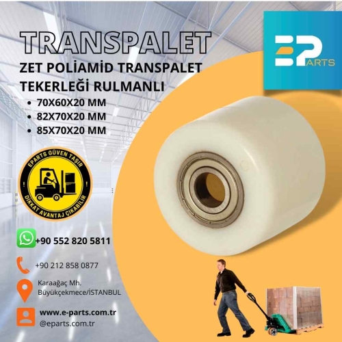 Zet Poliamid Transpalet Tekerleği Rulmanlı -  70x60x20 mm