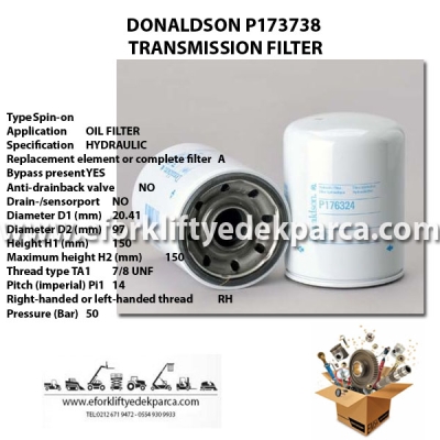 DONALDSON P173738  TRANSMISSION FILTER